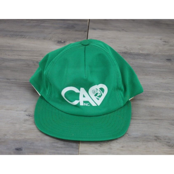 VINTAGE AJD Double Knit Snapback Trucker Hat Cap Green White - Picture 1 of 9